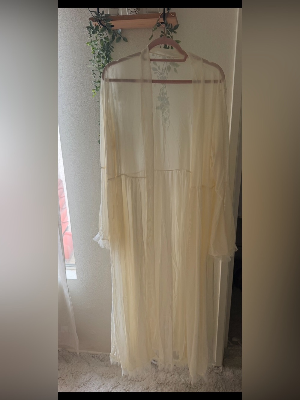 Cream Sheer Long Sleeve robe